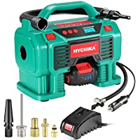 Compresor de Aire Batería Portátil 18V- HYCHIKA Compresor Aire para Coche- 160PSI- 5x Adaptador- Toma de Encendedor 12V…